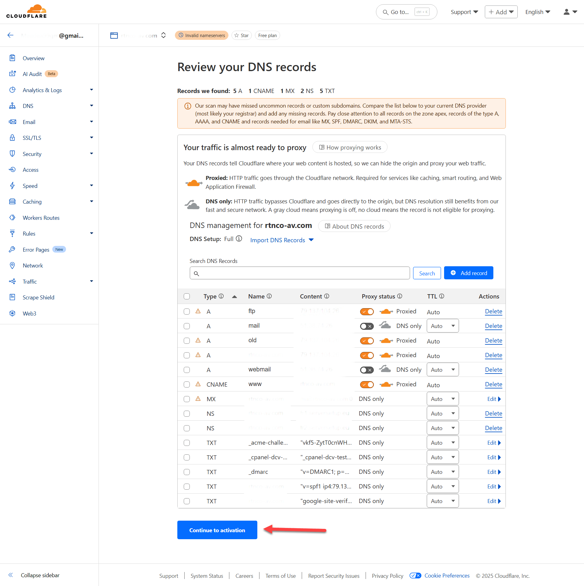 بررسی DNS ها در کلودفلر
